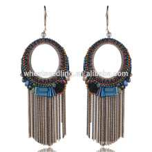 low moq retro export tassel thread crystal stone jewellery ring shaped earrings